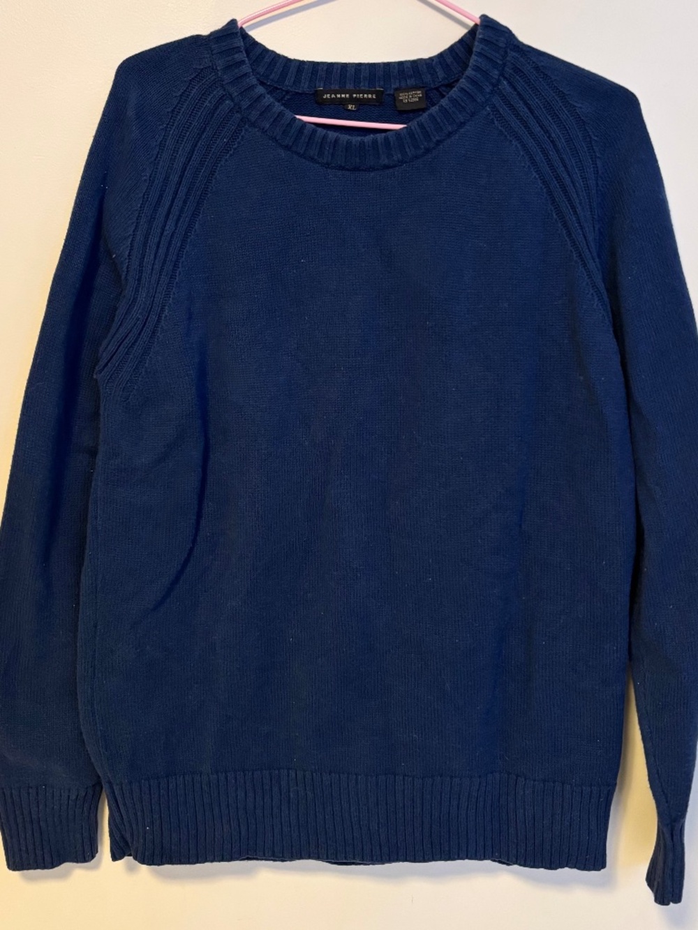 Jeanne Pierre Cotton Knit Long Sleeve Crew Neck Sweater Blue Womens Size XL